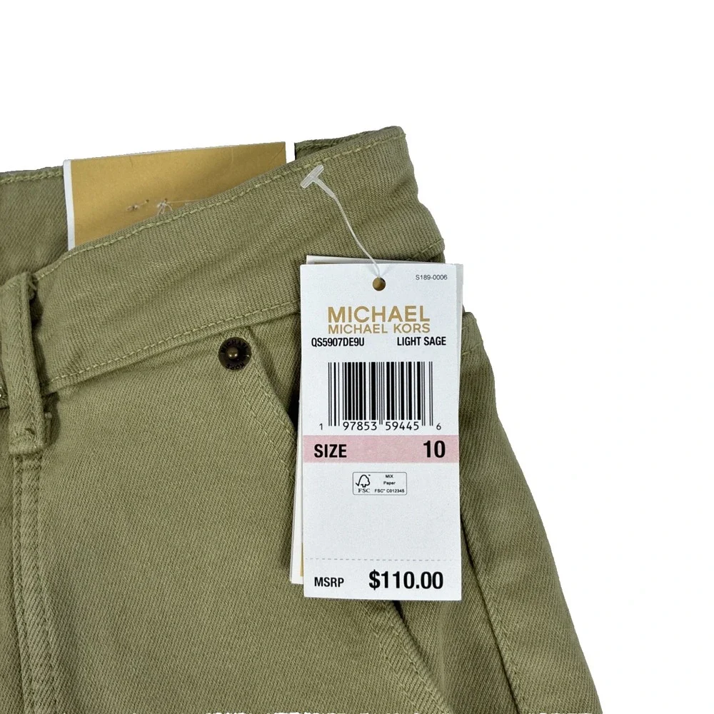 NWT Michael Kors Selma Straight Ankle Smoky Olive Pants Jeans Size 10 New (Read)